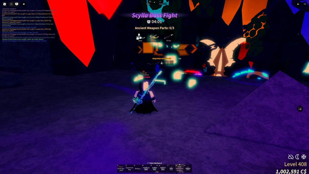 Fisch player is about the  assemble the crossbow