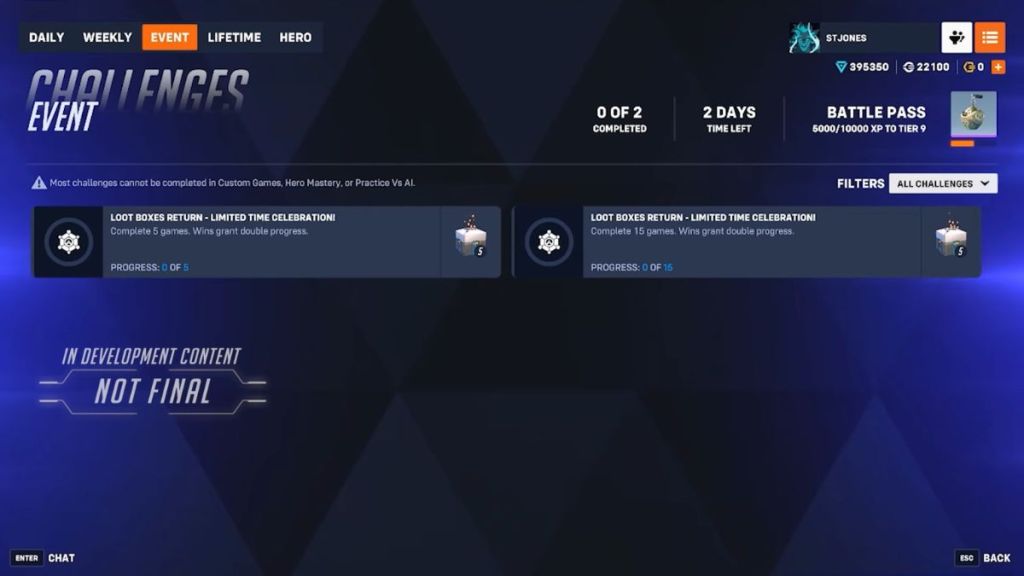 The Rewards screen in Overwatch 2