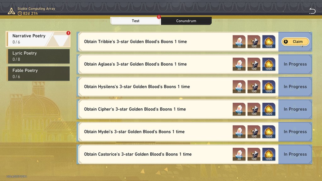 Stable Computation Array rewards for Divergent Universe Protean Hero in Honkai Star Rail