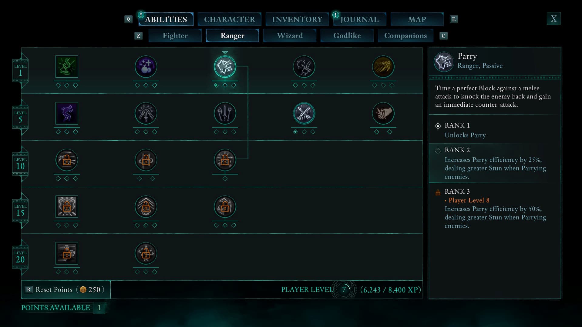 The Parry ability in the Ranger skill tree in Avowed