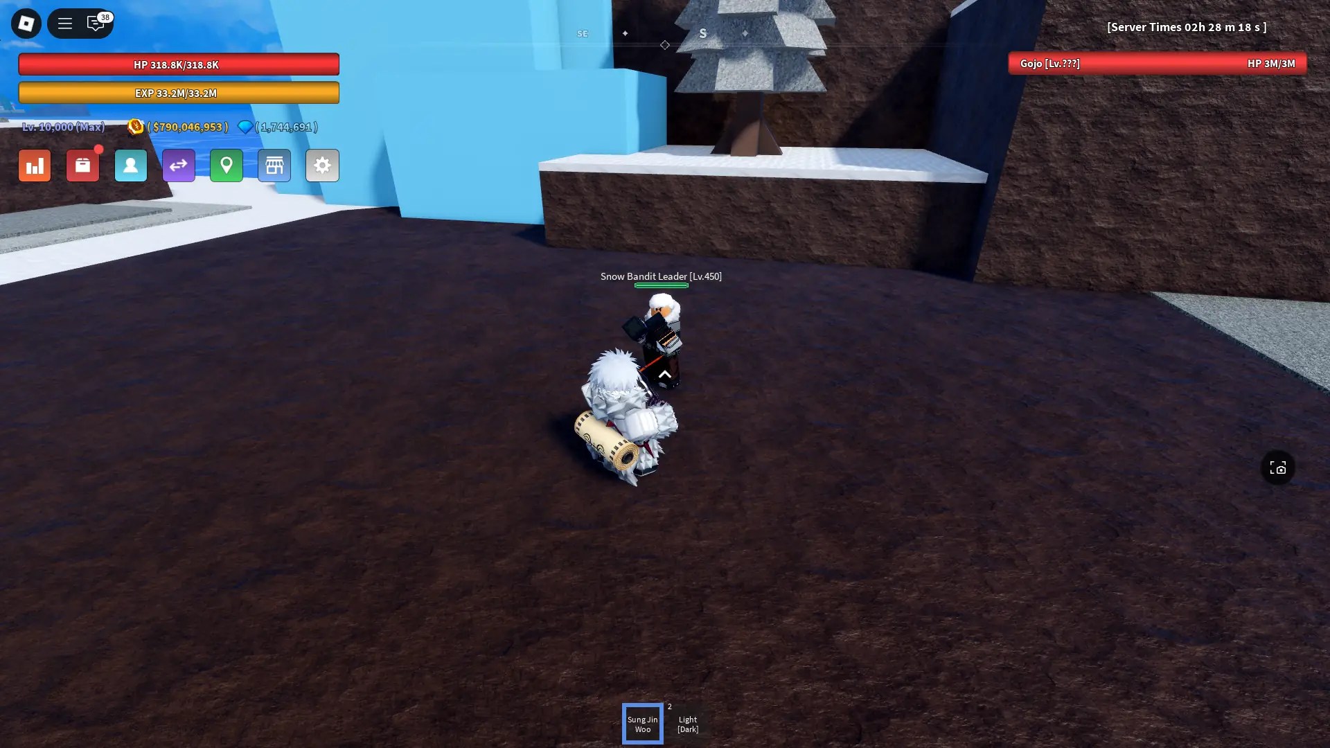 The Snow Bandit Leader mob that drops Black Iron material in Verse Piece Roblox experience