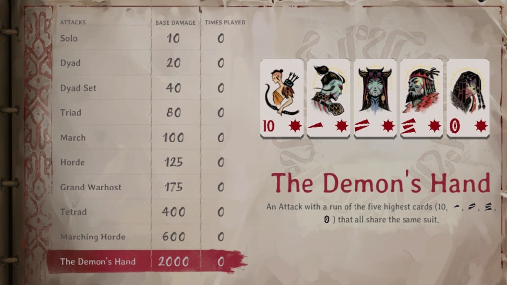 All The Demon's Hand Attacks (hand combinations) and ranks