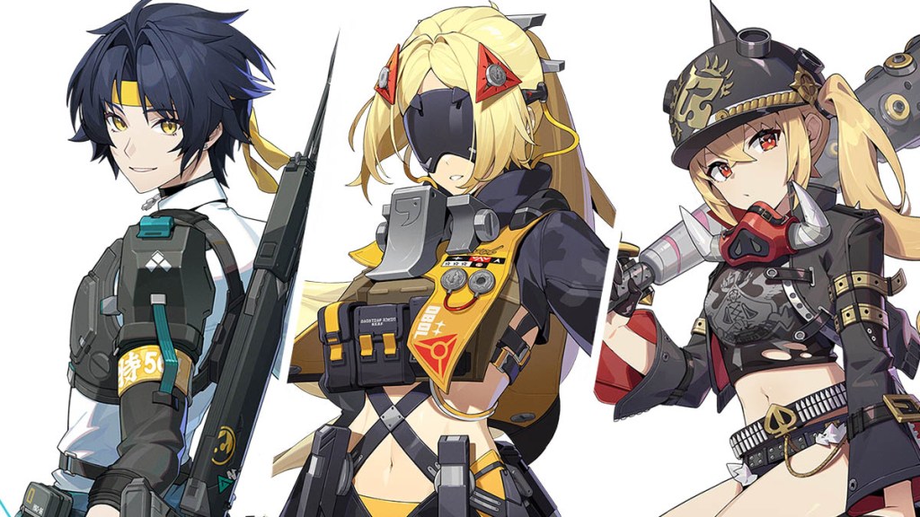 The agent portraits of Harumasa, Trigger, and Lucy. 