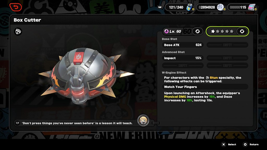 Pulchra's Box Cutter W-Engine, as shown in Zenless Zone Zero.