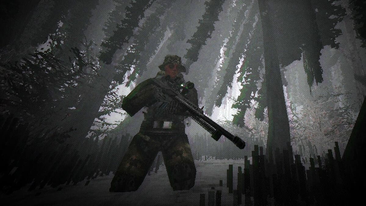 A Beta Decay gameplay screenshot showing an operator in a swampy landscape.