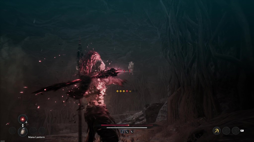 Throwing a javelin at a bat hanging from a cave ceilling