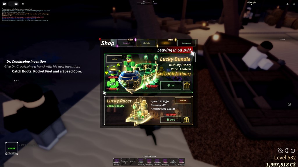 New boats and bundles during Fisch St. Patrick's Day event