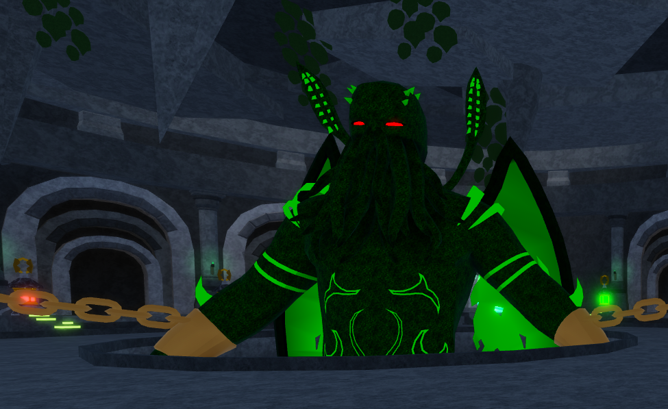 Cthulhu is inside a small pool in Roblox Fisch