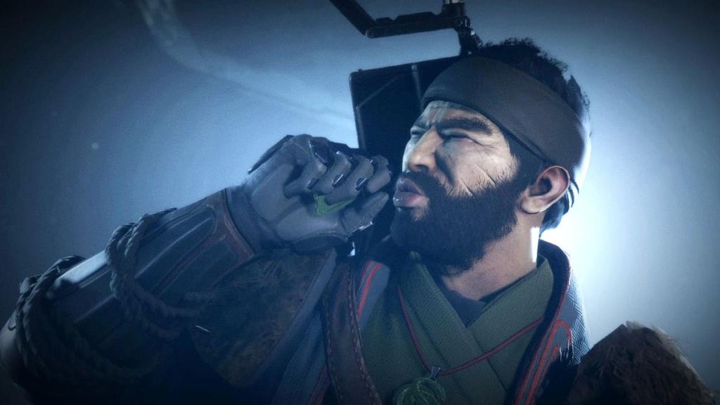 A screenshot of the Drifter going 'oof' in Destiny 2.