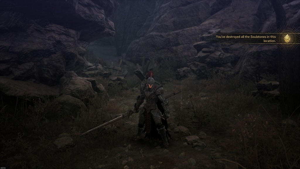 A message showing all Soulstones collected in the Devoured Village