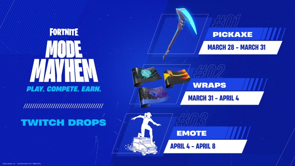 Fortnite Mode Mayhem Twitch Drops schedule