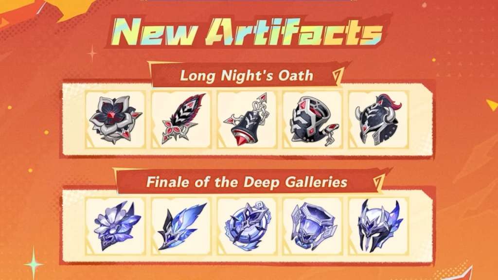 Long Night's Oath and Finale of the Deep Galleries artifact sets in Genshin Impact 5.5