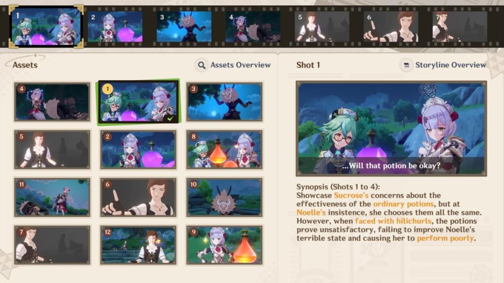 Solution for Stage 1 of the Reel Ad-Venture event in Genshin Impact