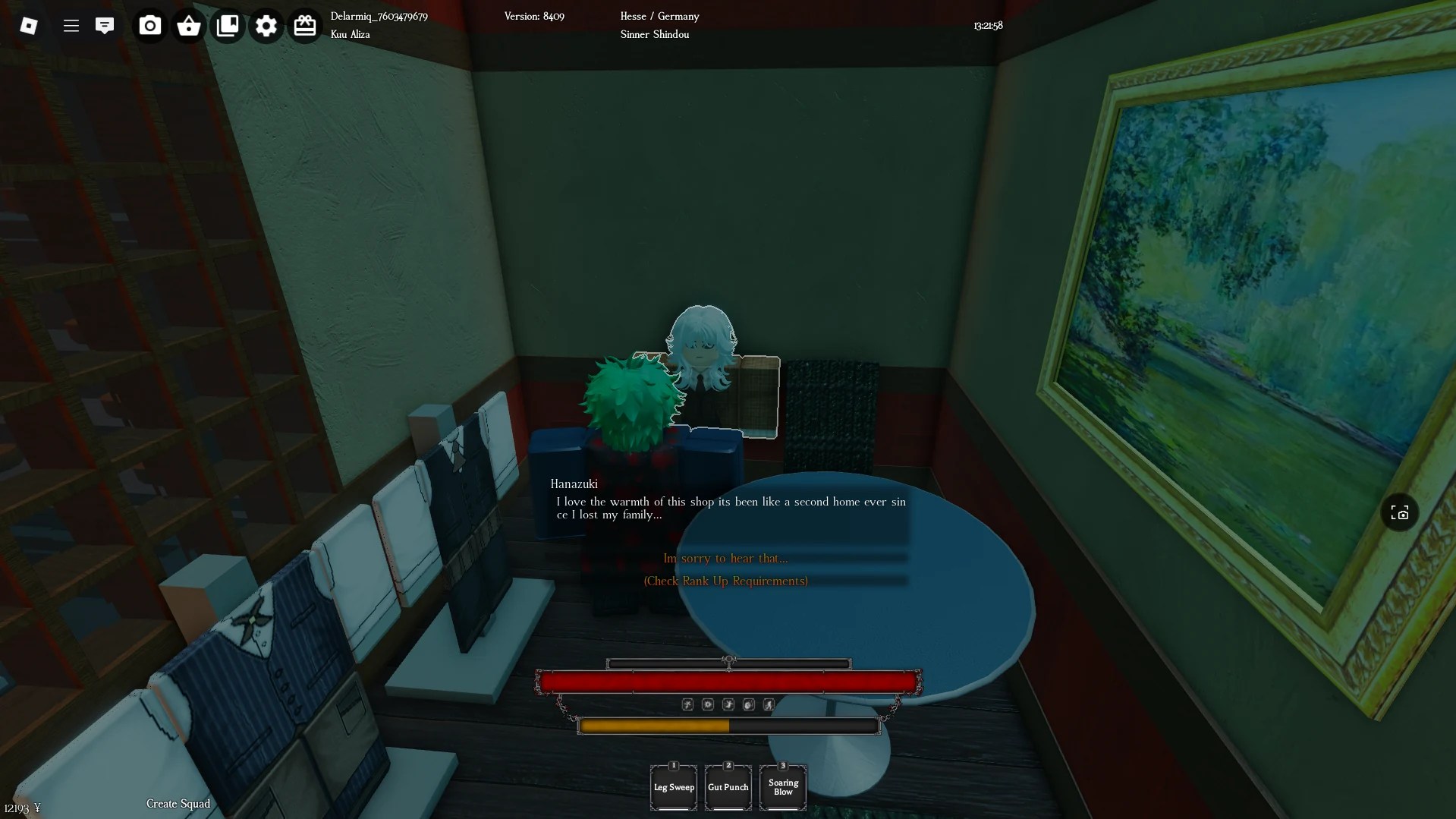 A player interacting with the NPC inside of Anteiku in Ghoul://Re