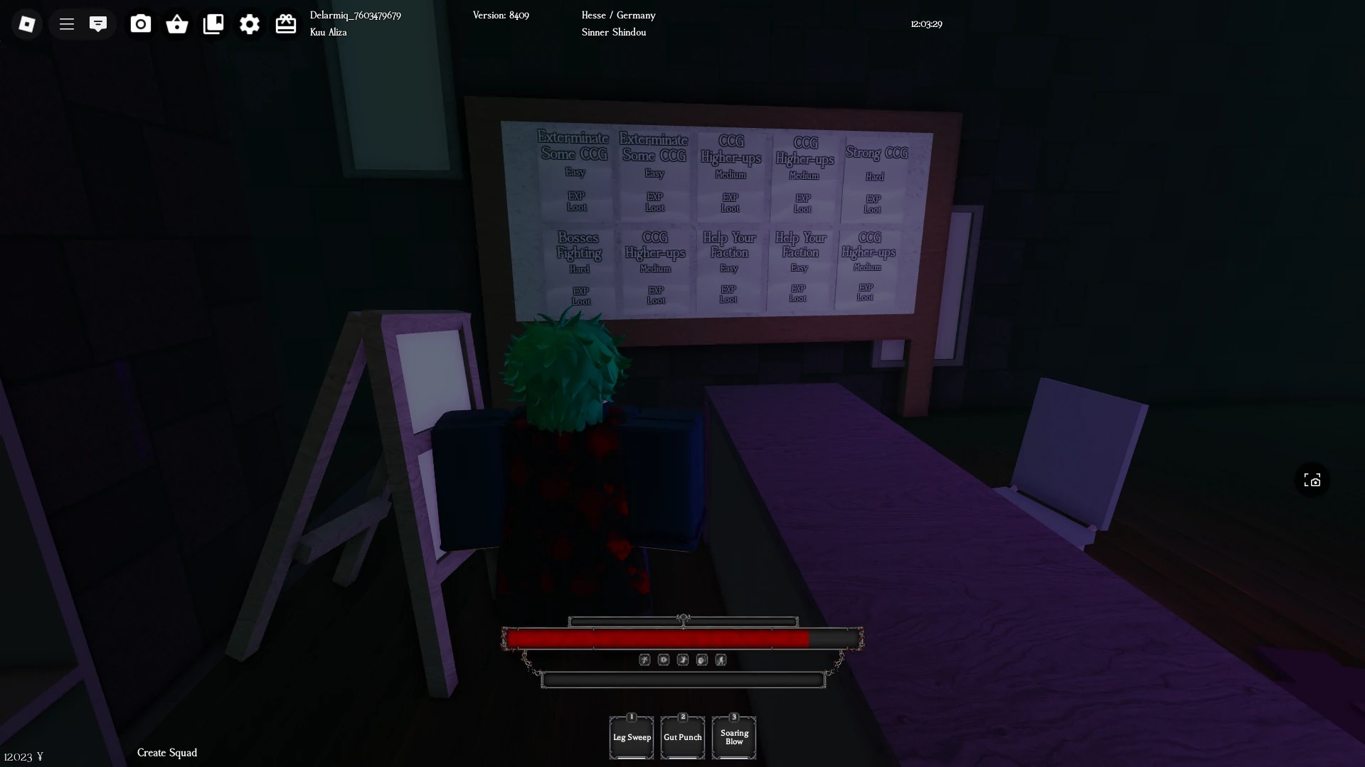 A player interacting with the quest board in Helter Skelter in Ghoul://Re