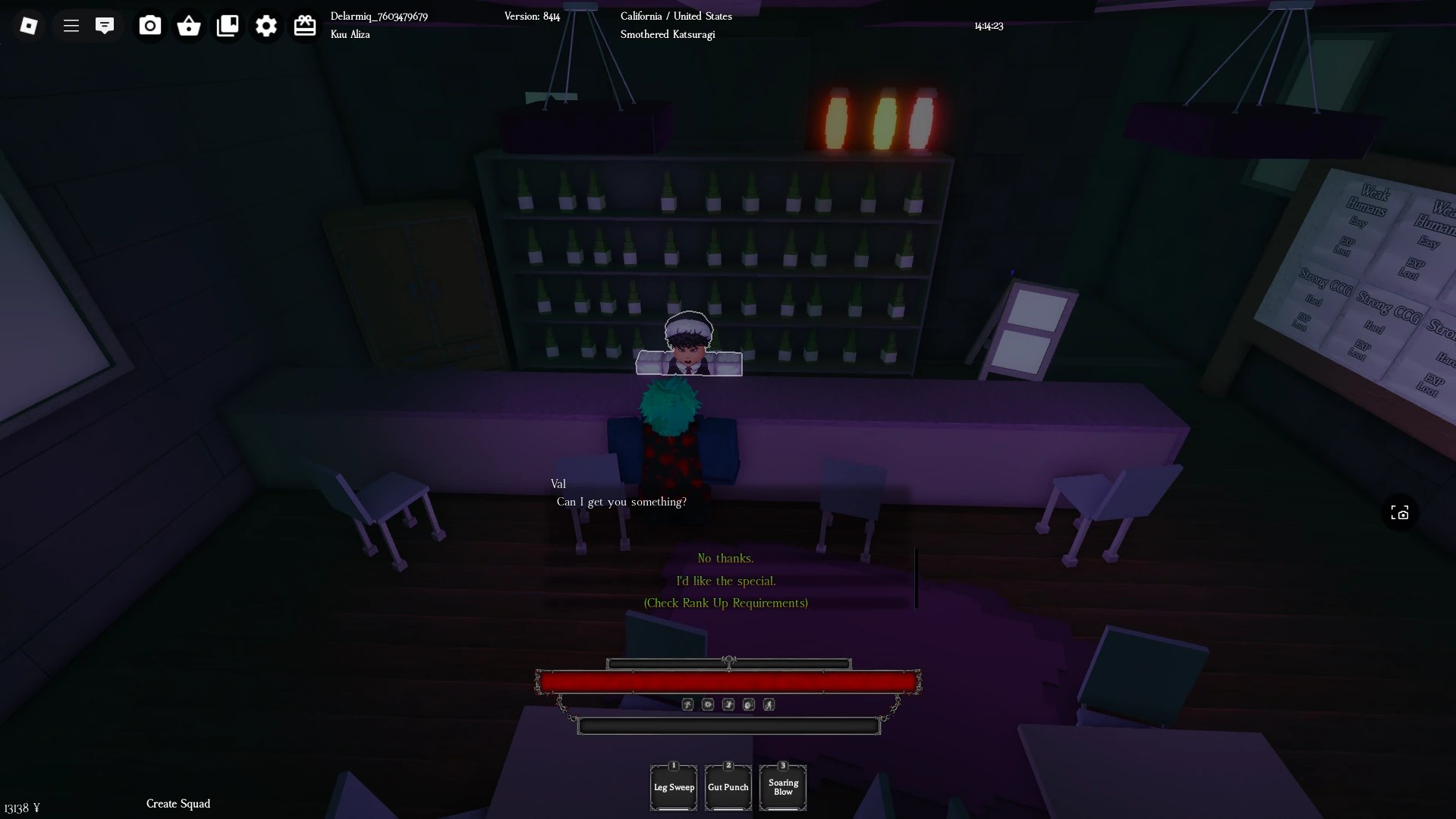 A player interacting with the NPC inside of Helter Skelter in Ghoul://Re