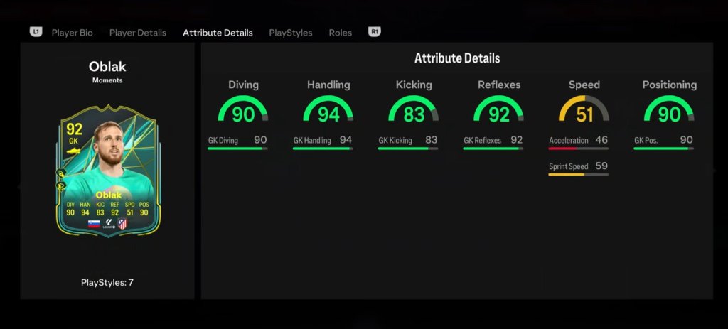 Jan Oblak Player Moments SBC card in EA FC 25