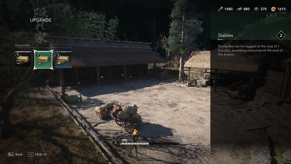 The level two Stables Hideout upgrade