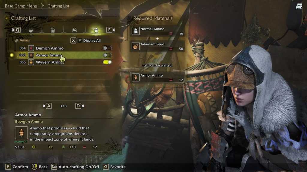 Ammo Crafting in Monster Hunter Wilds