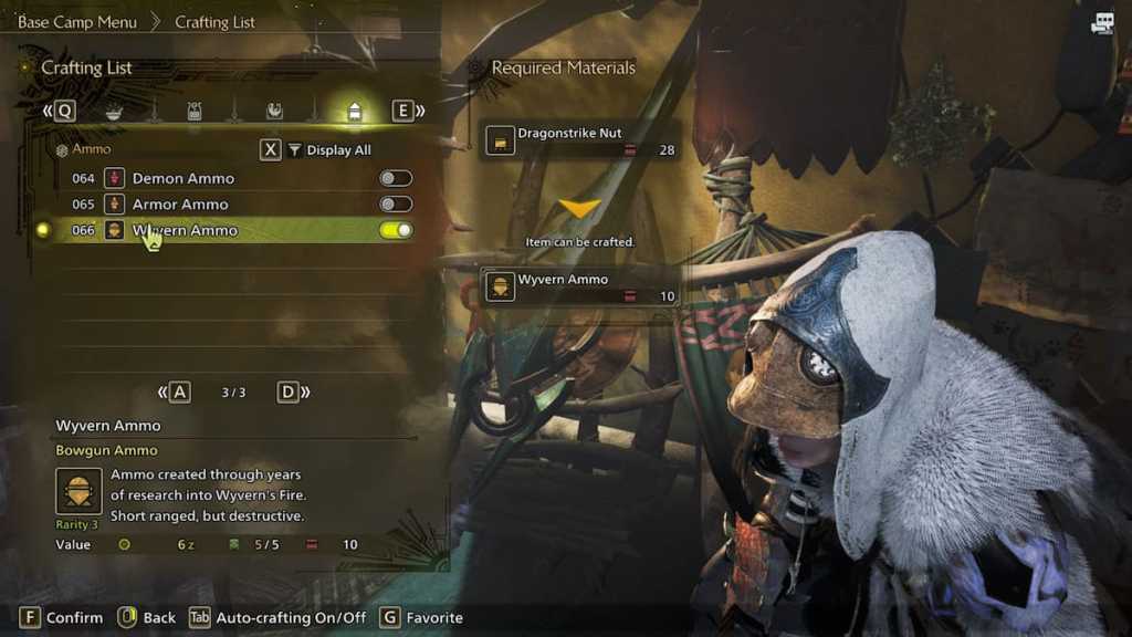 Ammo Crafting in Monster Hunter Wilds