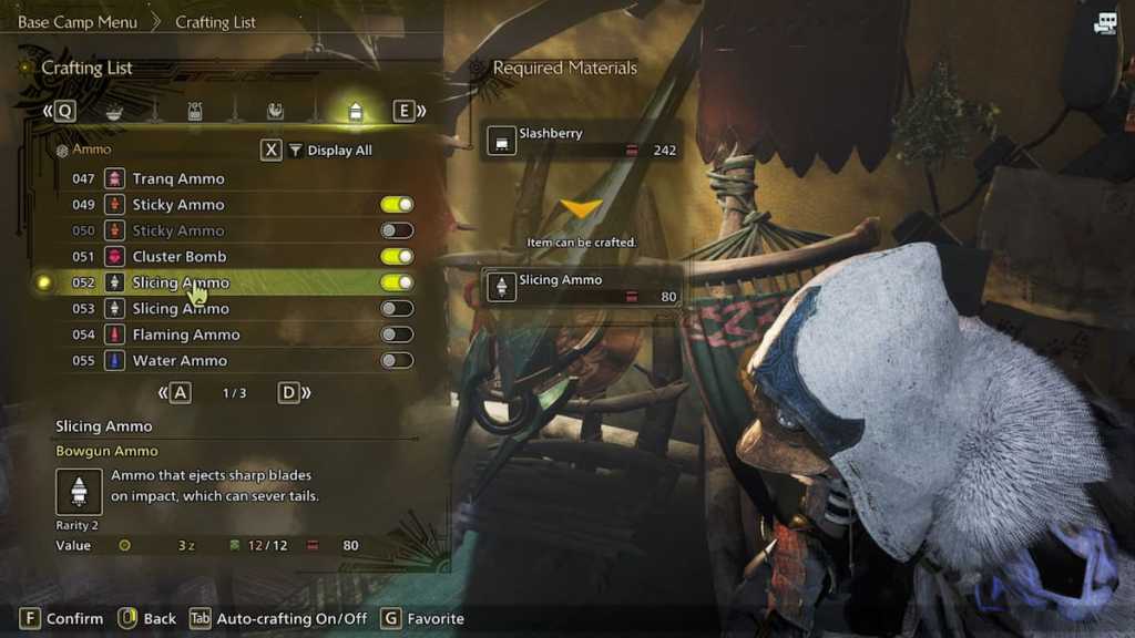 Ammo Crafting in Monster Hunter Wilds