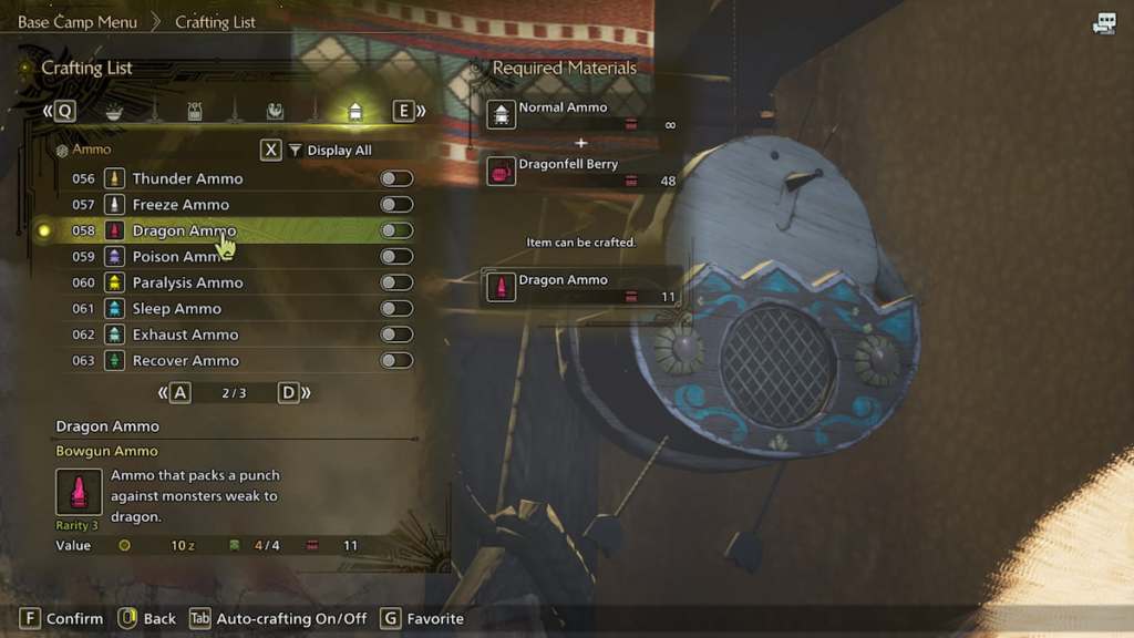 Ammo Crafting in Monster Hunter Wilds