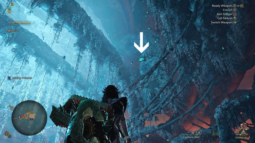 The Hunter observes a Nu Yaya in MH Wilds. 