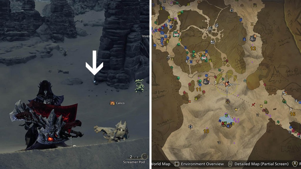 The location where we managed to find a Sandstar in Monster Hunter Wilds. 