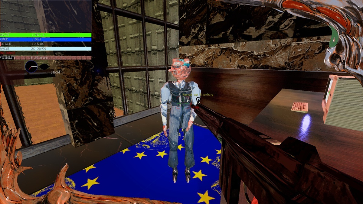 A gameplay screenshot from Psycho Patrol R, featuring a weird NPC.