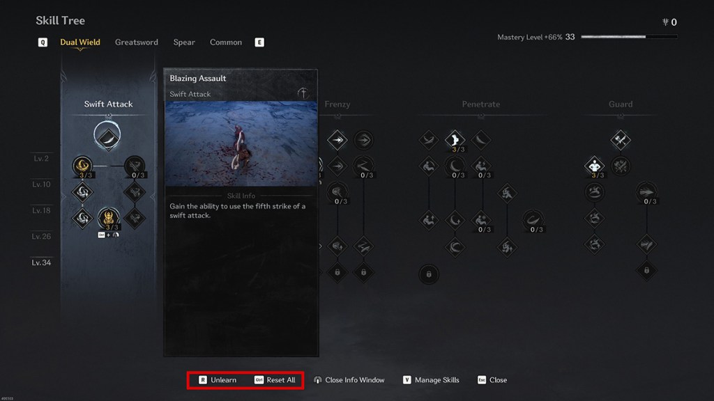 The Skill Tree screen in First Berserker Khazan