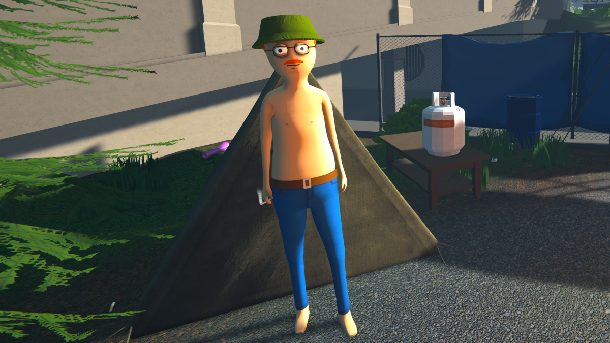 Jerry Montero by tent in Schedule 1.