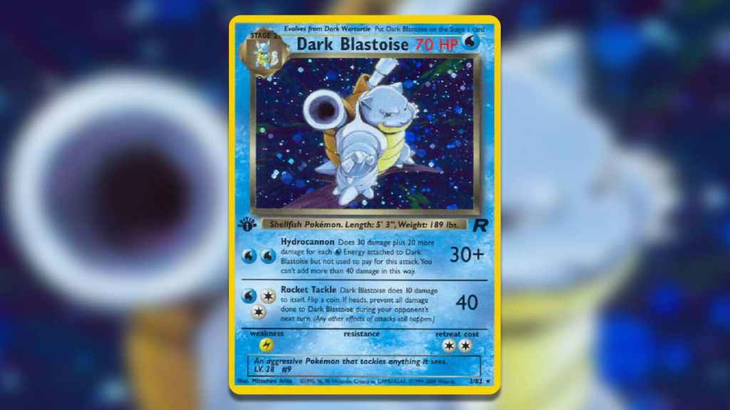 Holofoil Dark Blastoise Card from Team Rocket