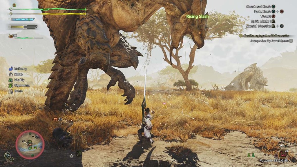 Slashing a Rathian Monster Hunter Wilds