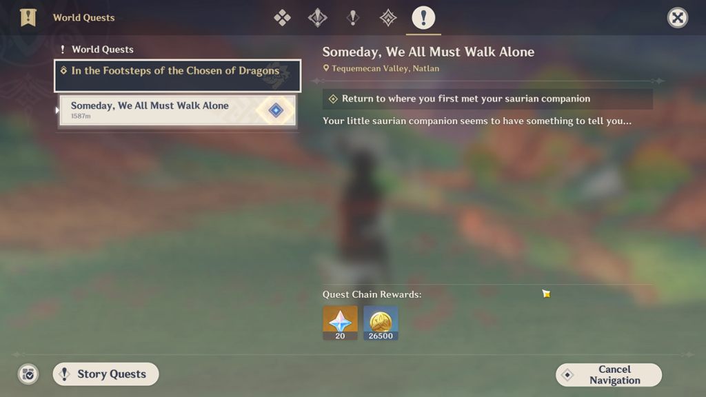 Someday, We All Must Walk Alone quest tab