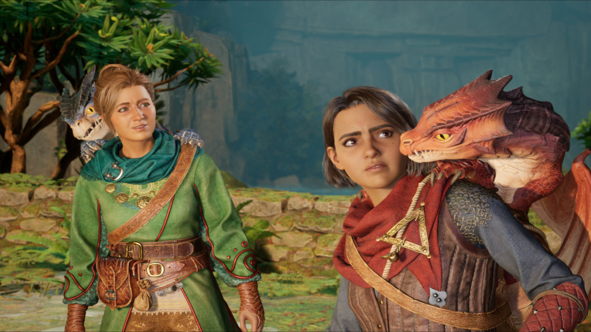 Zoe and Mio with their dragons in Split Fiction