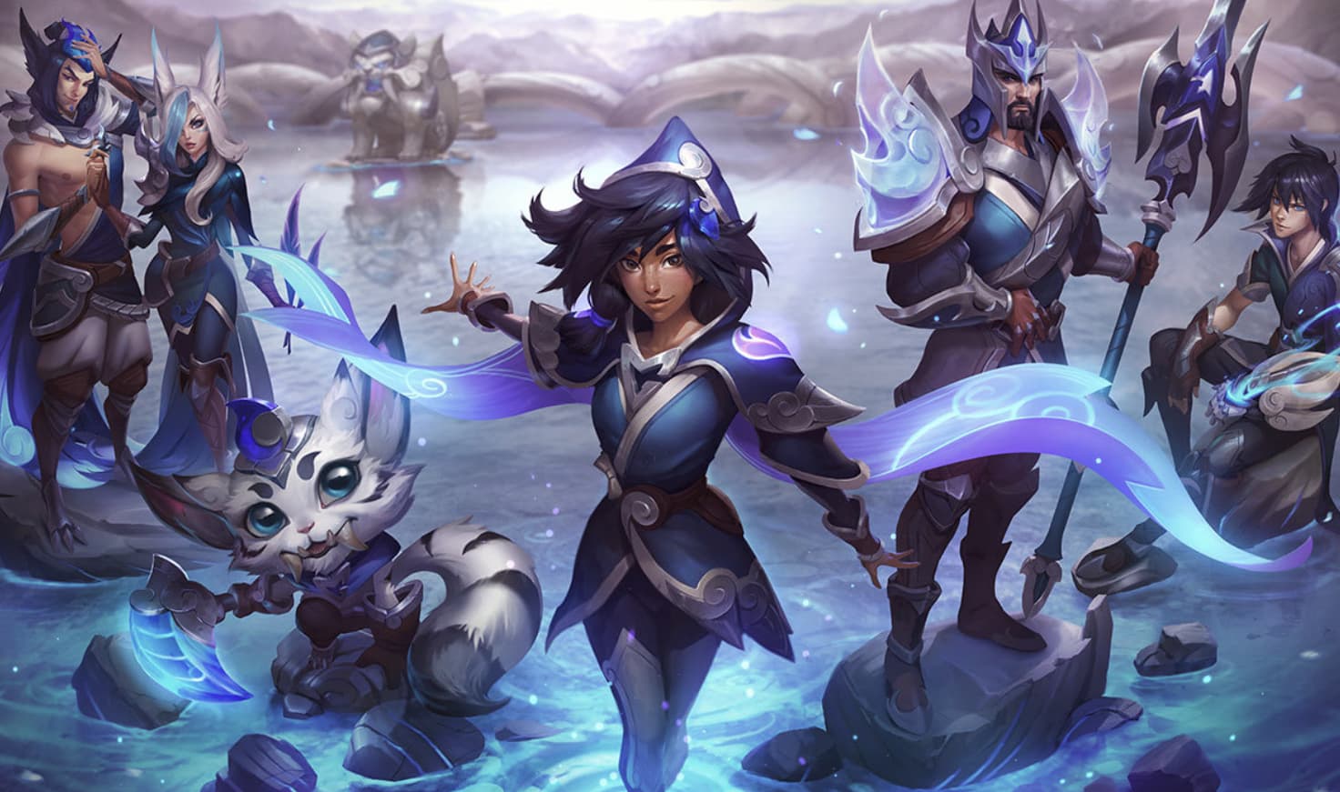 The splash art for the SSG skins, showing off Taliyah in the middle of a group of LoL champions.