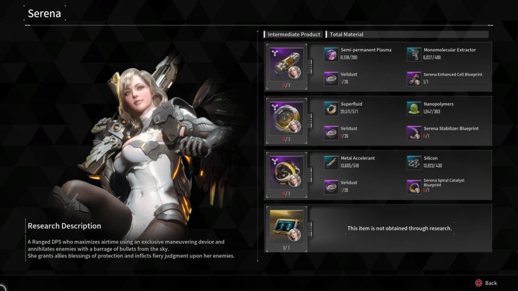 The First Descendant Serena materials