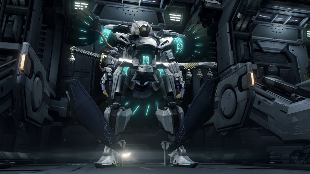 Xenoblade Chronicles X: Definitive Edition - A Skell mechsuit sitting in its hangar