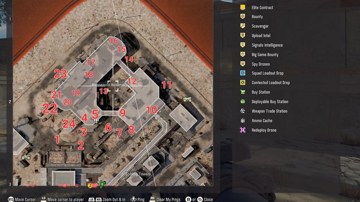 Mannequin locations at the Area 99 Mannequin Assembly