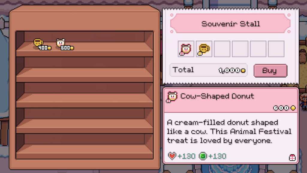 Items for sale at the Animal Festival in Fields of Mistria