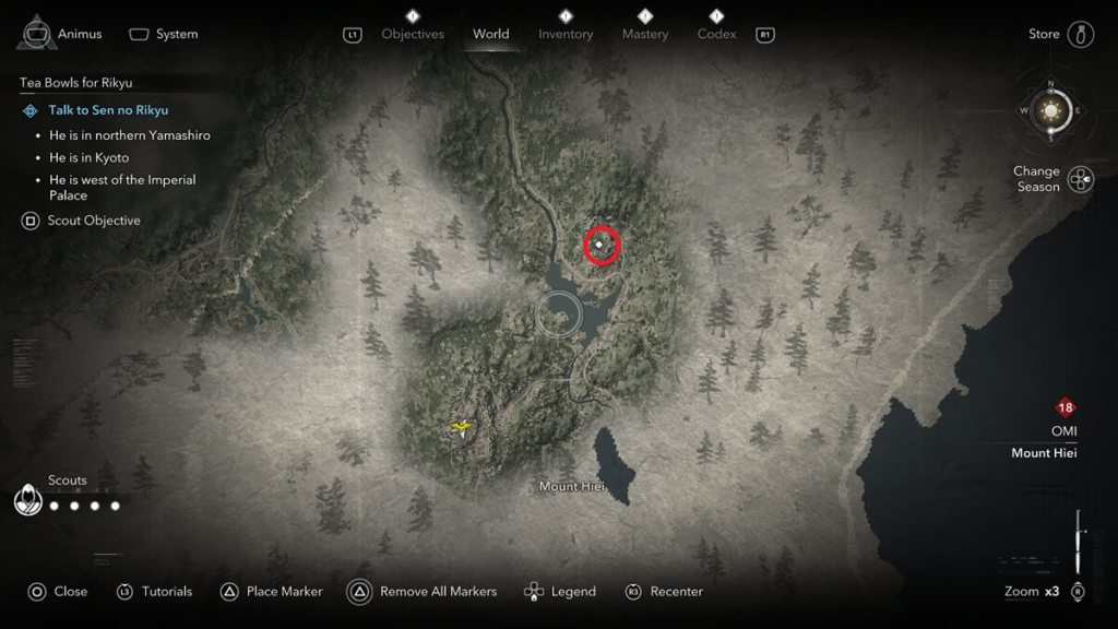 Assassin's Creed Shadows screenshot of the Kuji-kiri location: Three Trunked Tree.