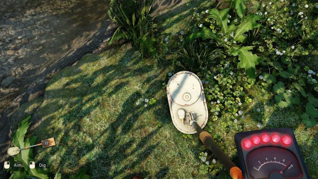 Atomfall Metal Detector lights on top of an item