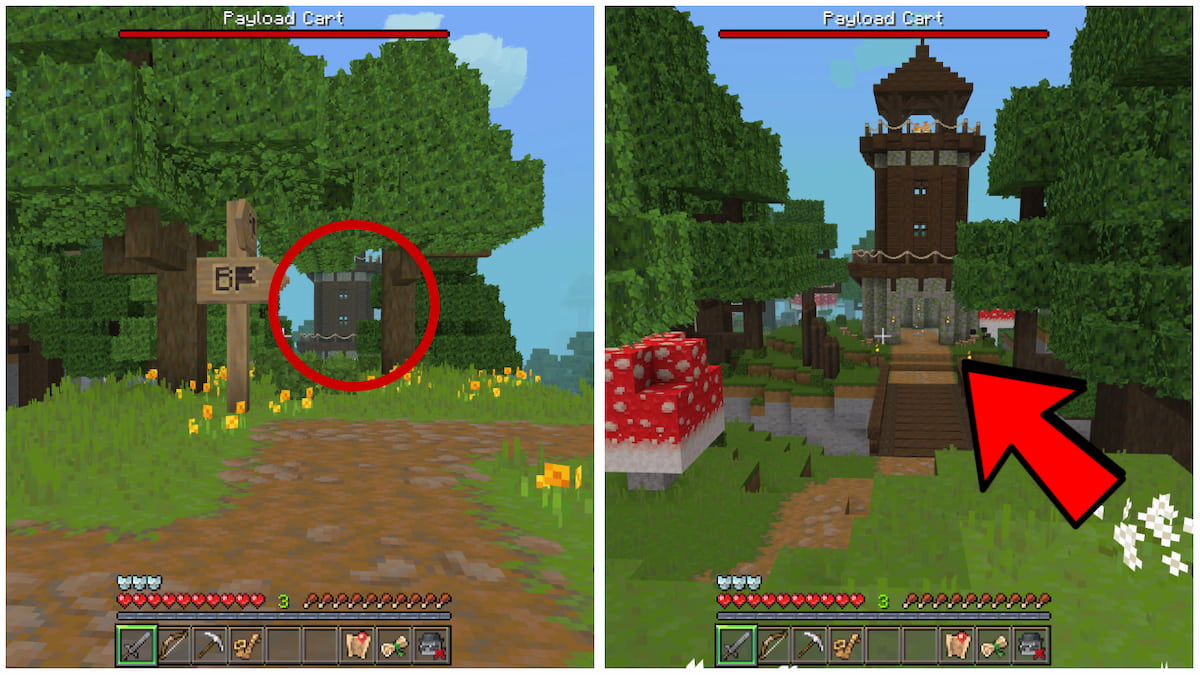 Sign B and Battle Axe tower