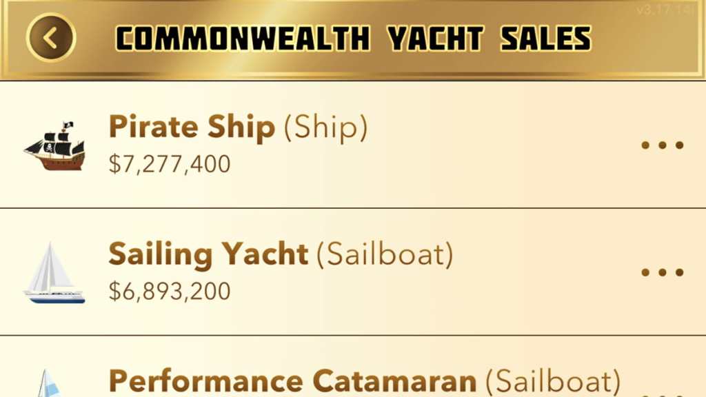 BitLife Pirate Ship in the boat shop