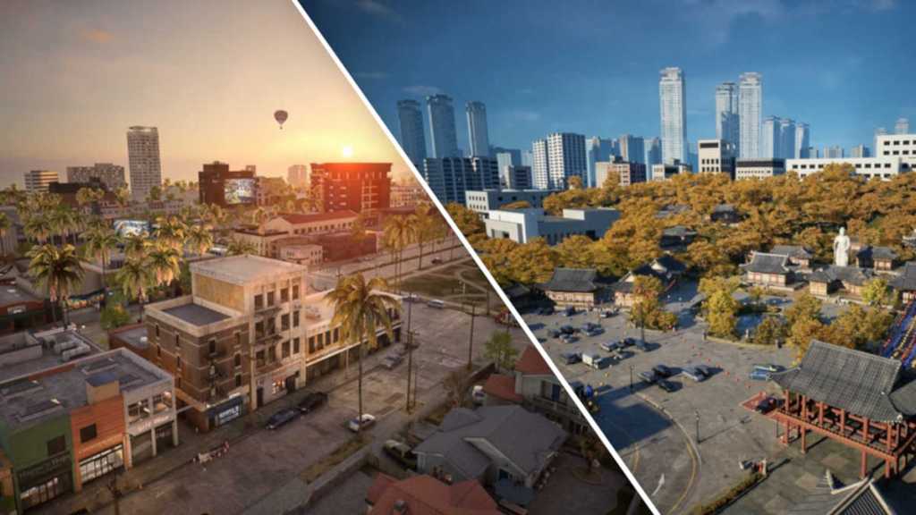 Bliss Bay (left) and Dowon (right), two cities in inZOI