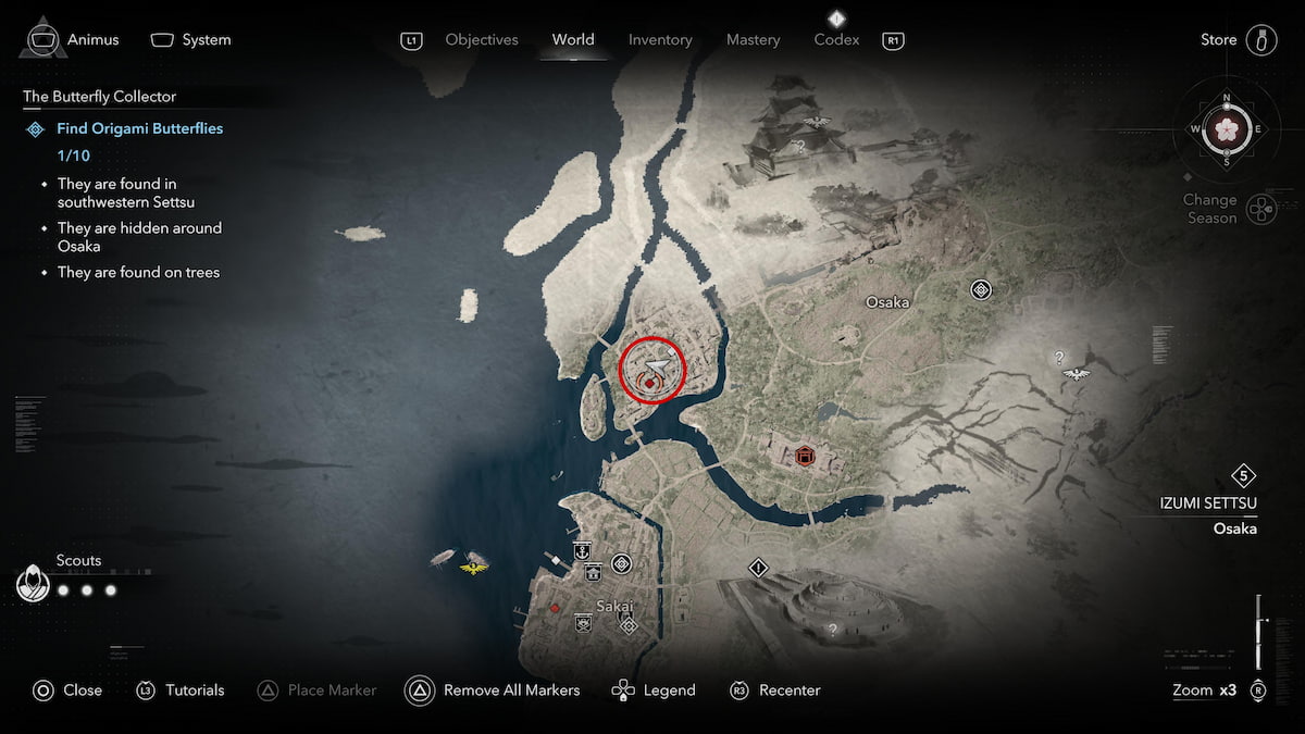 Blue Butterfly location at Osaka