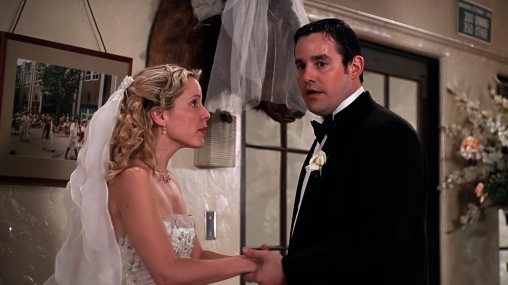 Buffy the Vampire Slayer screenshot of Anya and Xander's wedding.