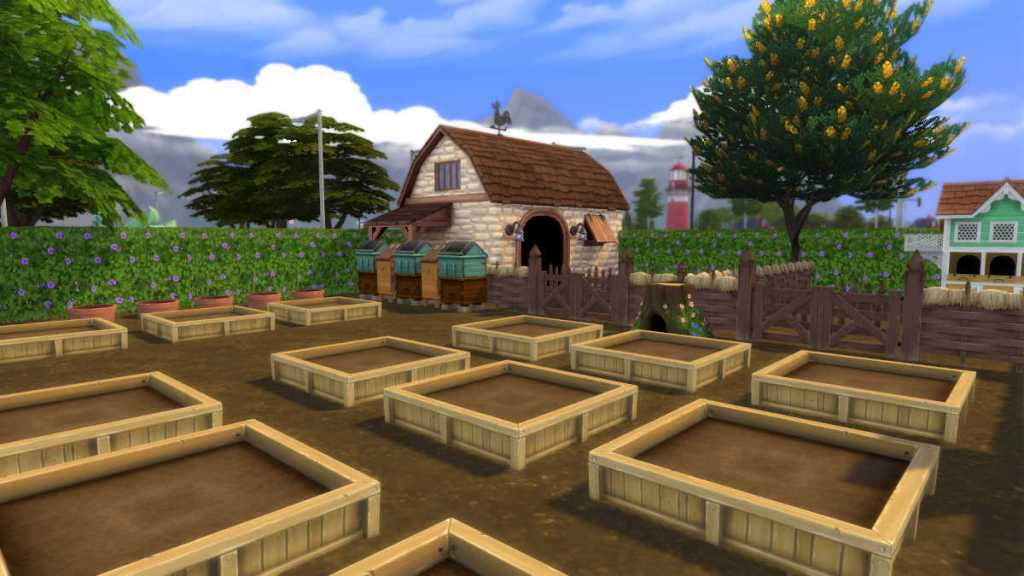 A Community Farm created in The Sims 4: Businesses and Hobbies