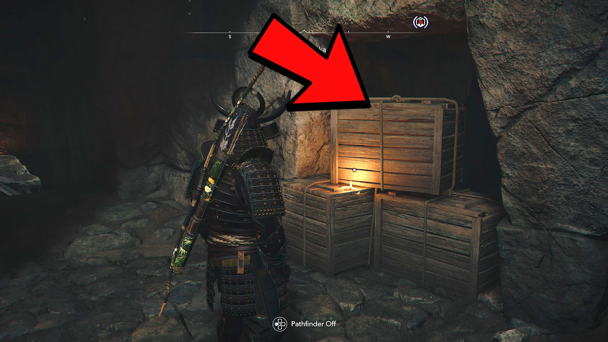 Wooden crates blocking entrance in Kofun