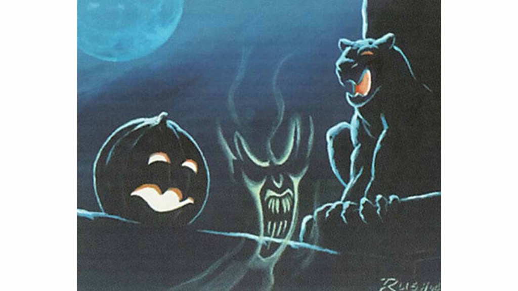 The artwork for All Hallows Eve shows a gargoyle, a Halloween-style carved pumpkin, and a spooky ghost.